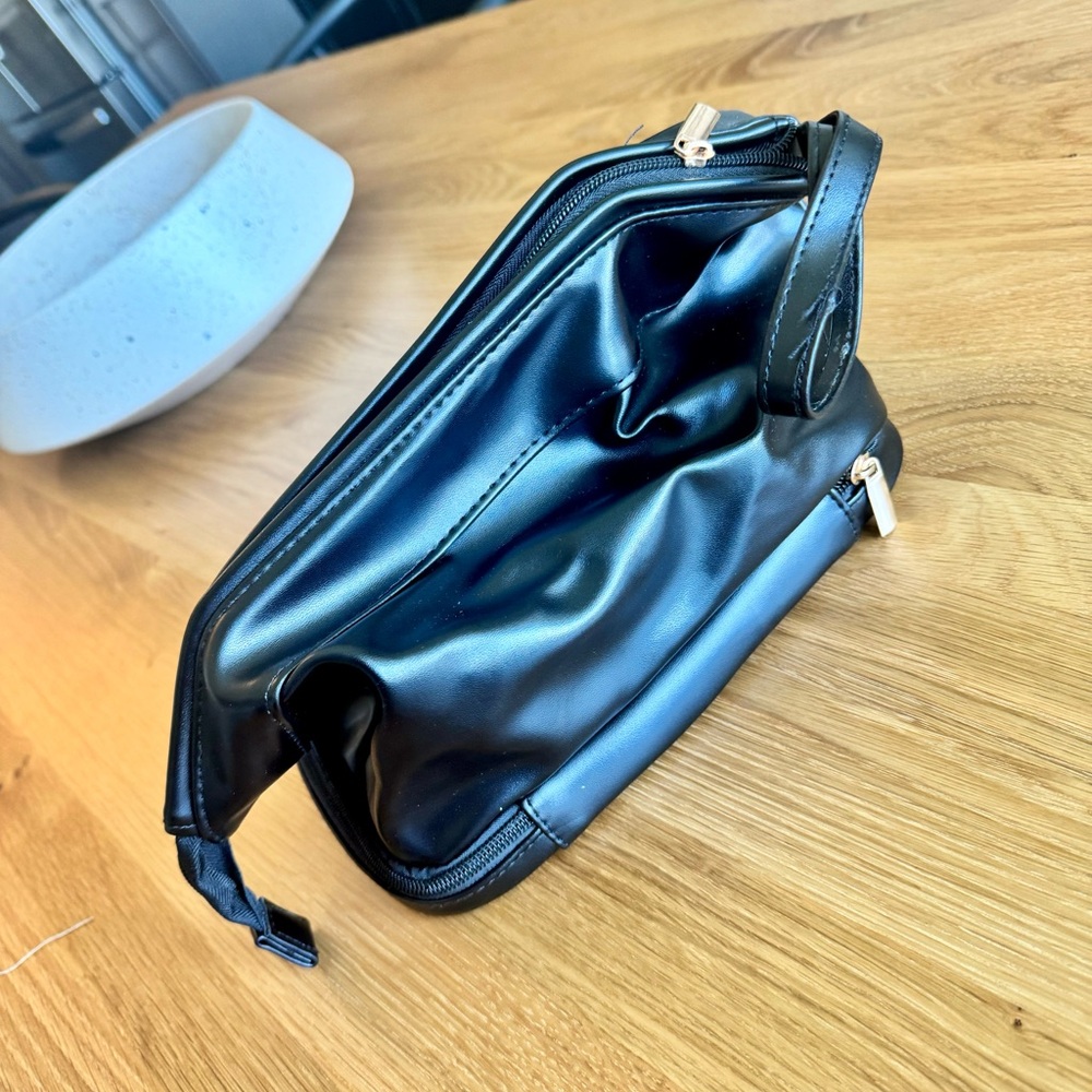 Black Large Makeup Bag, Double Layer Cosmetic Bag, Travel Makeup Bag